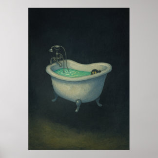 Black Cat in Vintage Clawfoot Bathtub Poster