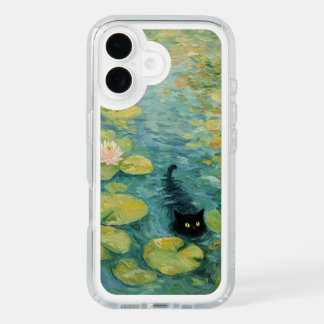Black Cat in Water Lilies Oil Painting Phone Case