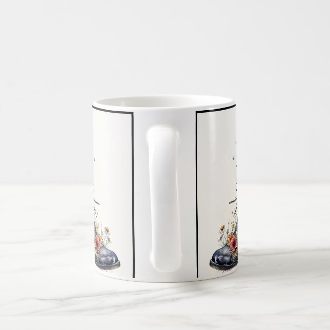 Black Cat in Whimsical Boot Latte Love Custom  Coffee Mug (Handle)