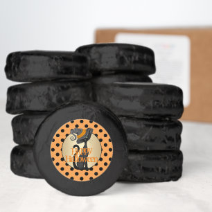Black Cat in Witch Hat Happy Halloween Dipped Oreo Cookie Favors