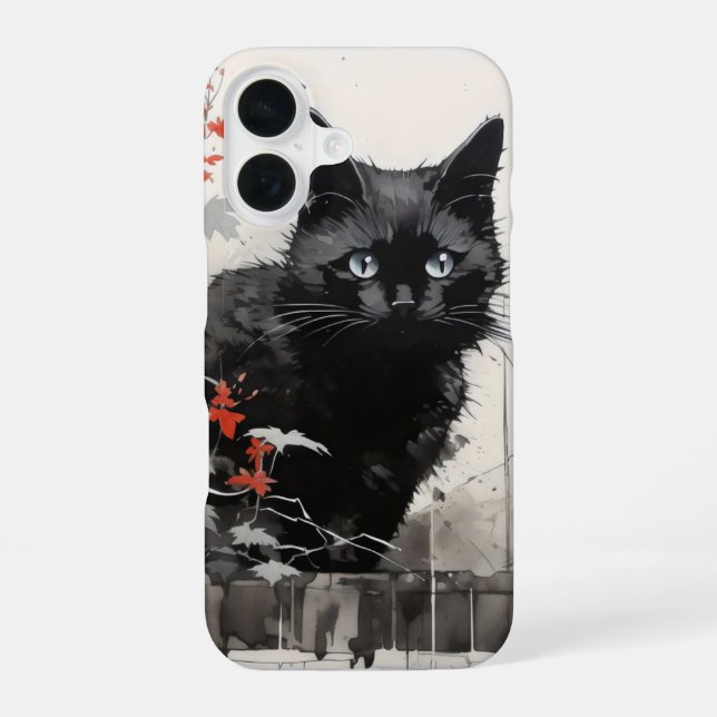 Black Cat Ink Iphone Case (Back)
