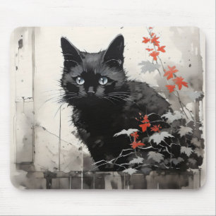 Black Cat Ink Mouse Pad