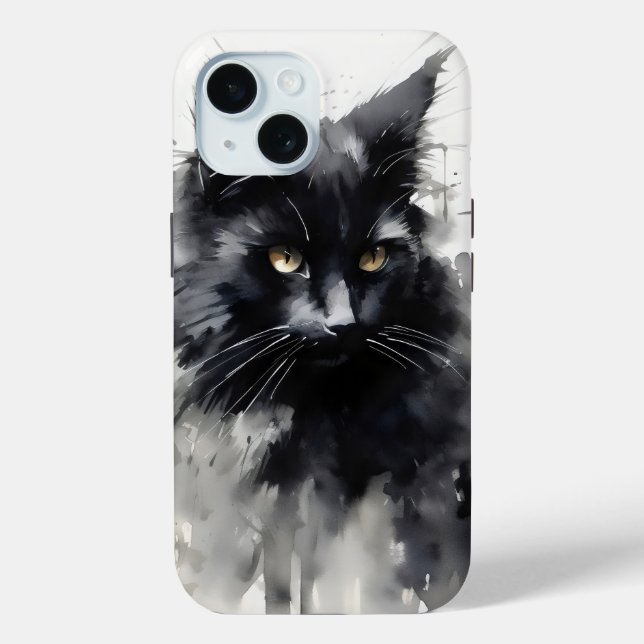 Black Cat Ink Painting Case-Mate iPhone Case (Back)