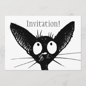 Black Cat Invitation by StrangeStore at Zazzle