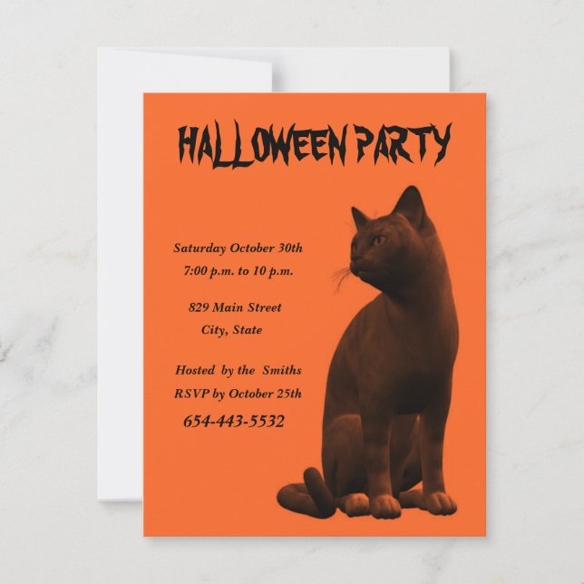 Black Cat Invitation Card Template (Front)