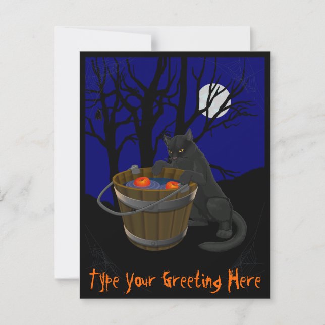 Black Cat Invitations Personalized Halloween Cards (Front)