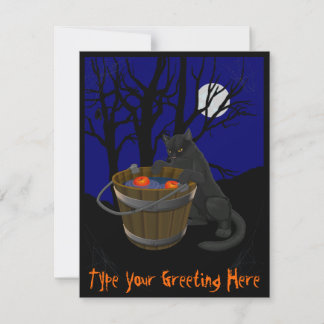 Black Cat Invitations Personalized Halloween Cards