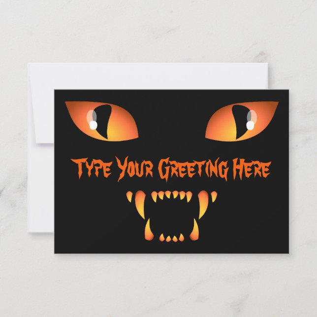 Black Cat Invitations Personalized Halloween Cards (Front)