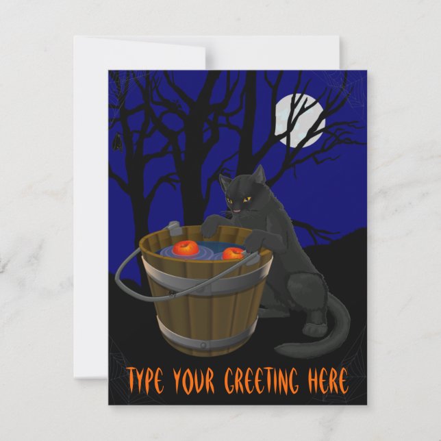 Black Cat Invitations Personalized Halloween Cards (Front)