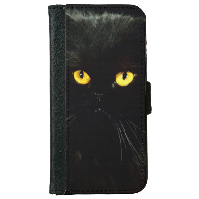 Black Cat iPhone Wallet Case (Front)