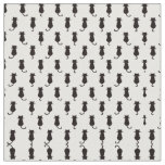 Black Cat Isolated on White Polka Dot Pattern Fabric