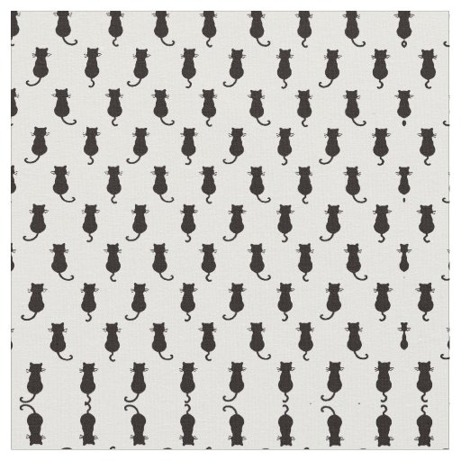 Black Cat Isolated on White Polka Dot Pattern Fabric