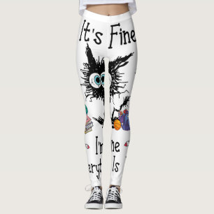 Black Cat It_s Fine I_m Fine Everything Is Fine Te Leggings