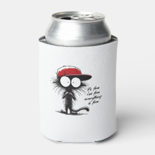 Black Cat It's Fine I'm Fine Everything Is Fine Fu Can Cooler