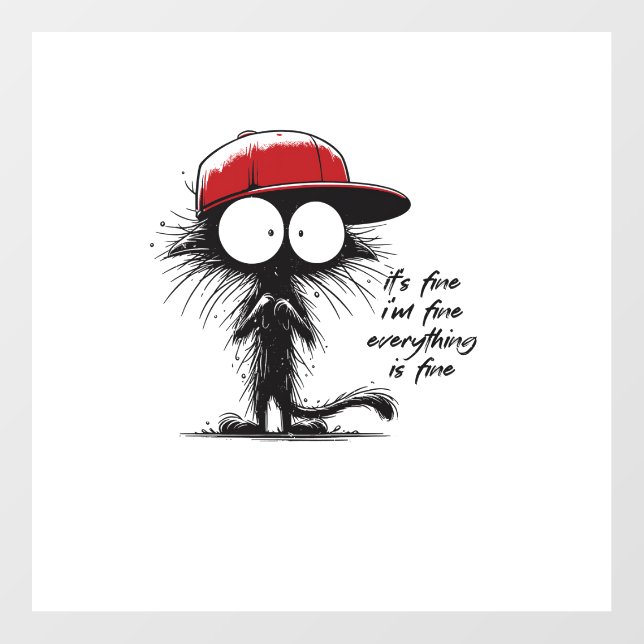 Black Cat It's Fine I'm Fine Everything Is Fine Fu Floor Decals (Front)