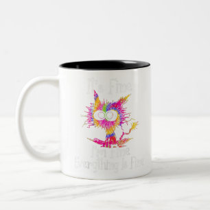 Black Cat It's Fine I'm Fine Everything Is Fine Ti Two-Tone Coffee Mug