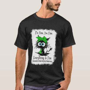 Black Cat Its Fine I'm Fine Traumatic Brain Injury T-Shirt