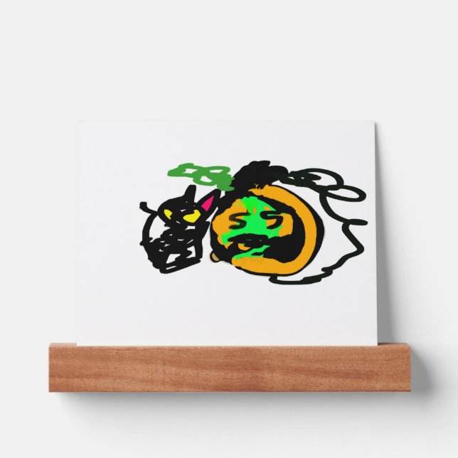 Black Cat jack o 'lantern fun  Picture Ledge (Front)