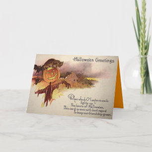 Black Cat Jack O' Lantern Pumpkin Bat Owl Card