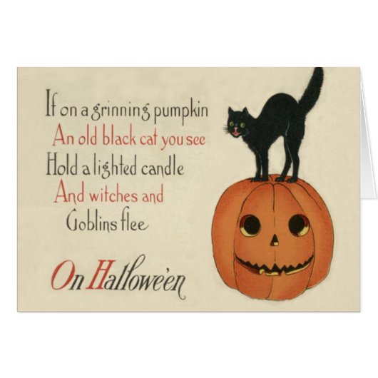 Black Cat Jack O Lantern Pumpkin Orange Cards (Front Horizontal)