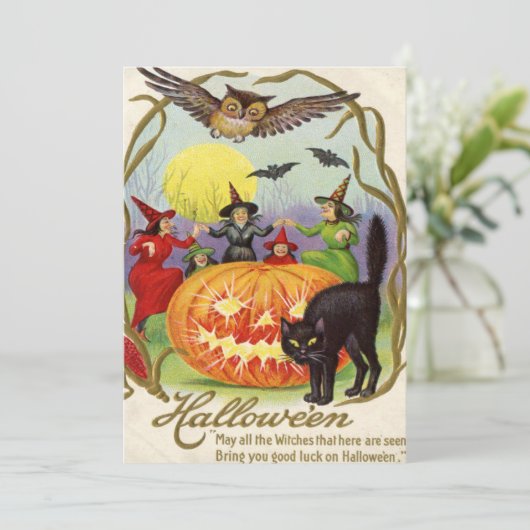 Black Cat Jack O Lantern Pumpkin Witch Full Moon (Standing Front)