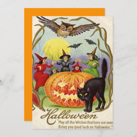 Black Cat Jack O Lantern Pumpkin Witch Full Moon (Front/Back)