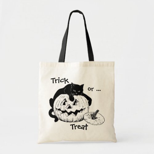 Black Cat  Jack O Lantern Trick or Treat Bag