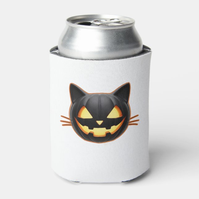 Black Cat Jack o'Lantern Emoji Classic T-Shirt Can Cooler (Can Front)