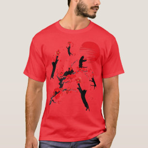 Black Cat Japanese Cherry Blossom Flower Vintage G T-Shirt