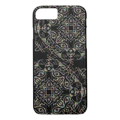 Black Cat Jewel Abalone Eyes Guard Phone Case