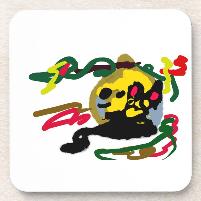 Black cat joy Halloween Beverage Coaster (Front)