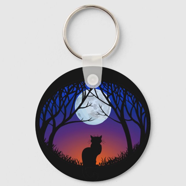 Black Cat Keychain Cat Gifts Pet Cat Keychains (Front)