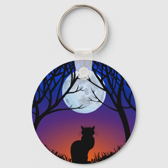 Black Cat Keychain Cat Gifts Pet Cat Keychains (Front)