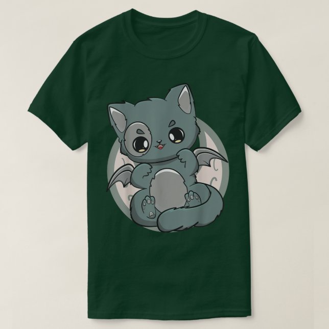 Black Cat Kitten Cute Chibi Anime Neko Pastel Goth T-Shirt (Design Front)