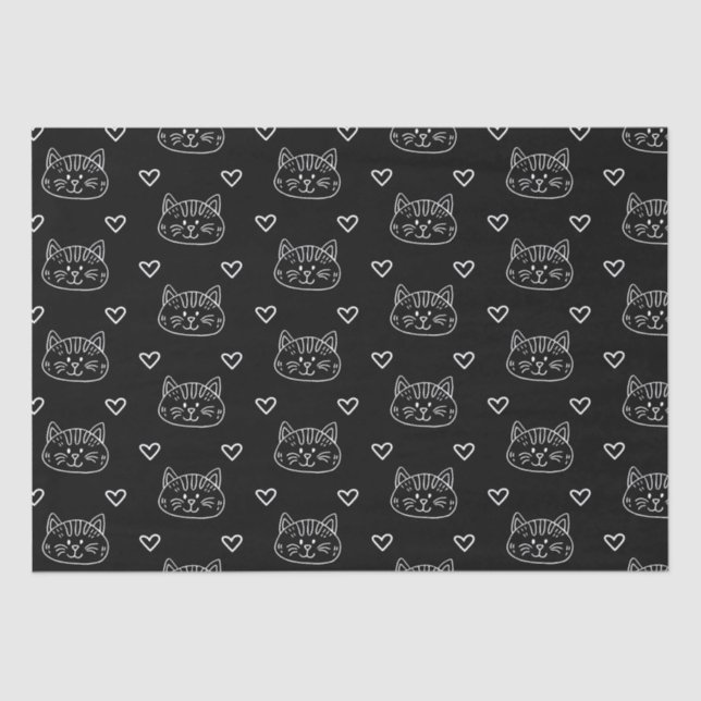Black Cat  Kitten Seamless Pattern  Tissue Paper (Front)