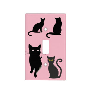 BLACK CAT KITTY CATS LIGHT SWITCH PLATES