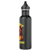 Black Cat Kitty Murderous Black Cat With Knife Hal Stainless Steel Water Bottle (Right)