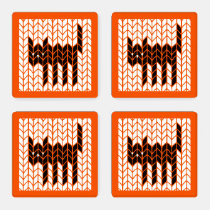 BLACK CAT KNIT Square Acrylic Coasters II