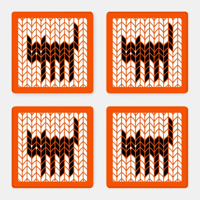 BLACK CAT KNIT Square Acrylic Coasters II (Set)