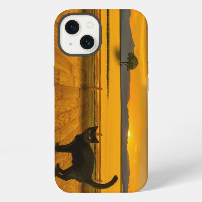 Black Cat Landscape Iphone Case (Back)