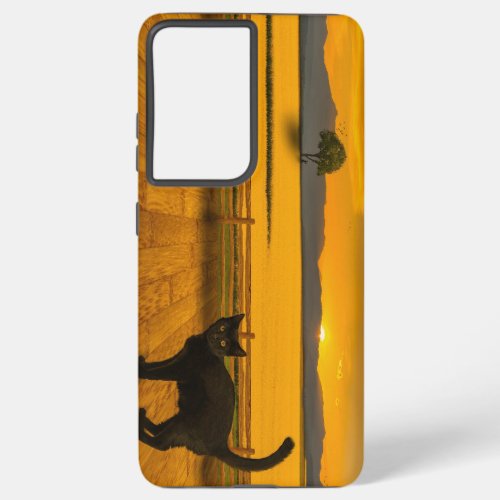 Black Cat Landscape Samsung Galaxy S21 Case