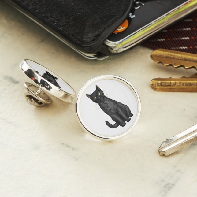 Black cat lapel pin (In Situ)