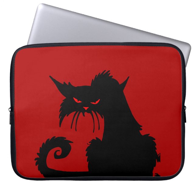 Black Cat Laptop Sleeve (Front)