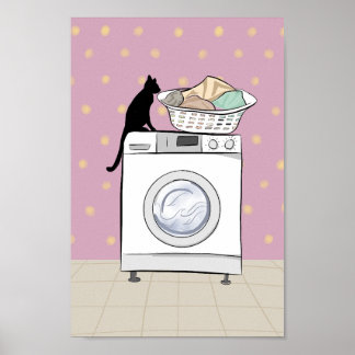Black Cat Laundry Room Wall Art