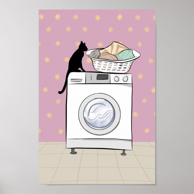 Black Cat Laundry Room Wall Art (Front)