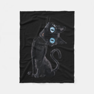 Black Cat Lazy Cute Cat Meme Soky Button Eyes Kitt Fleece Blanket