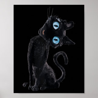 Black Cat Lazy Cute Cat Meme Soky Button Eyes Kitt Poster