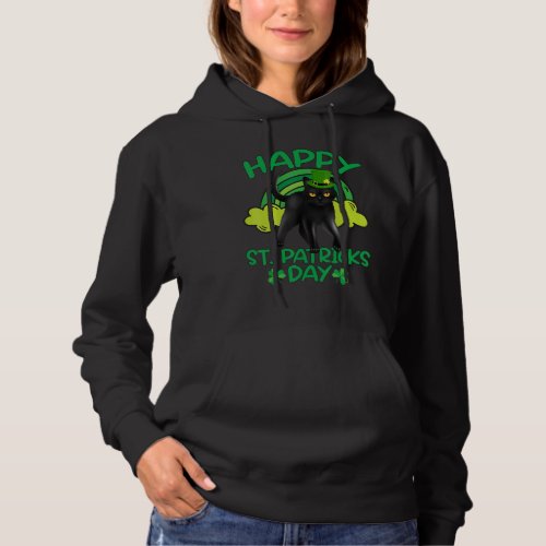 Black Cat Leprechaun Shamrock St Patricks Day Cat Hoodie