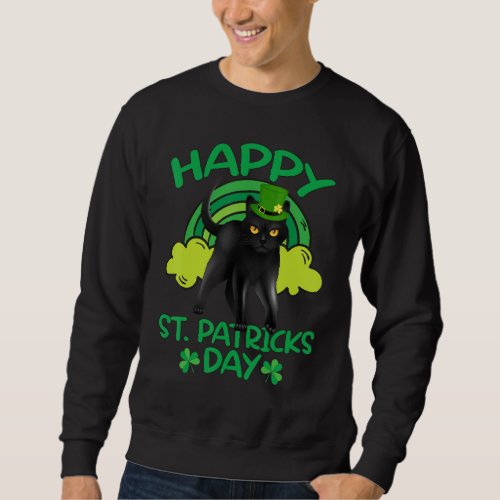 Black Cat Leprechaun Shamrock St Patricks Day Cat Sweatshirt