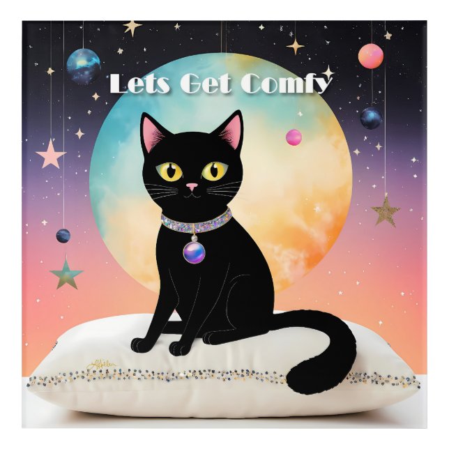 Black Cat - Lets Get Comfy Acrylic Print (Front)